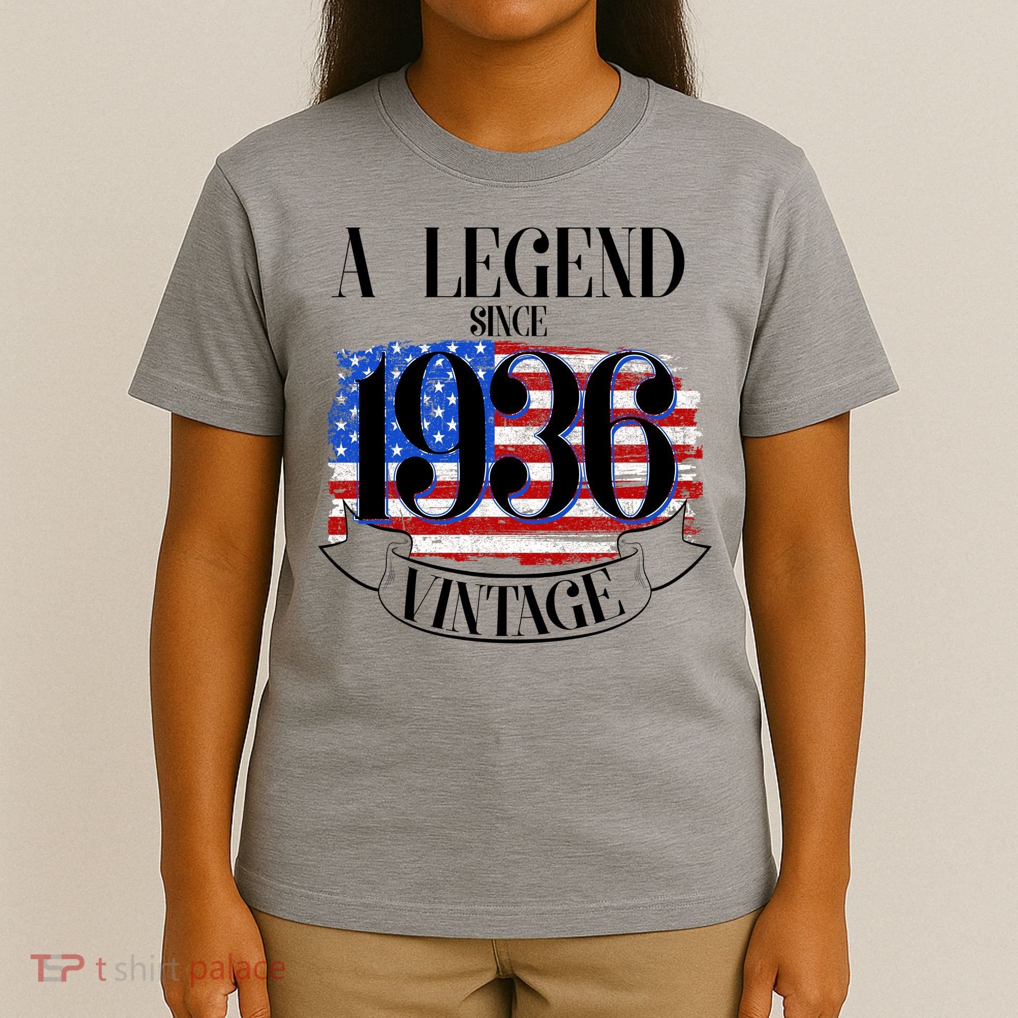 Vintage USA Flag A Legend Since 1936 90th Birthday T-Shirt