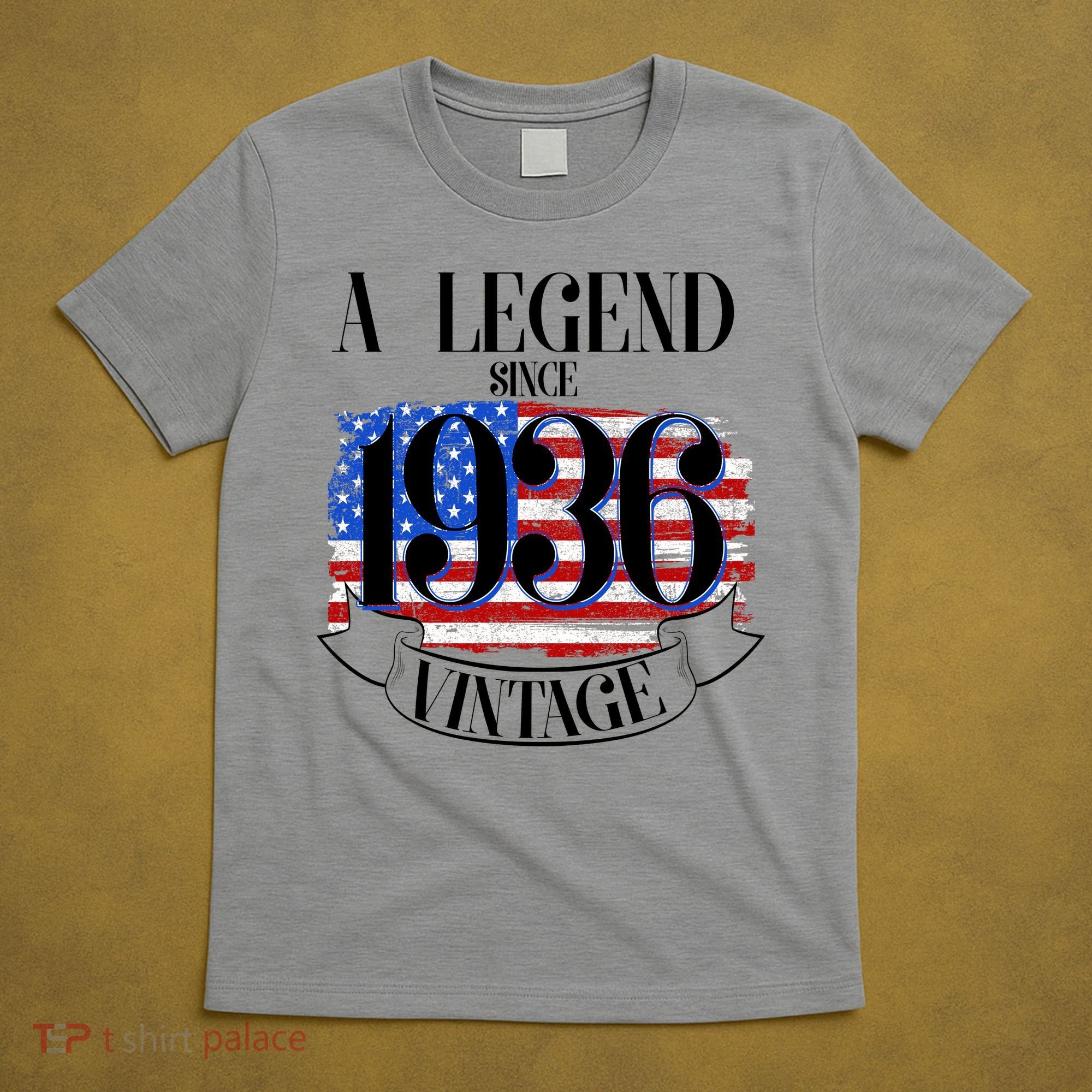 Vintage USA Flag A Legend Since 1936 90th Birthday T-Shirt