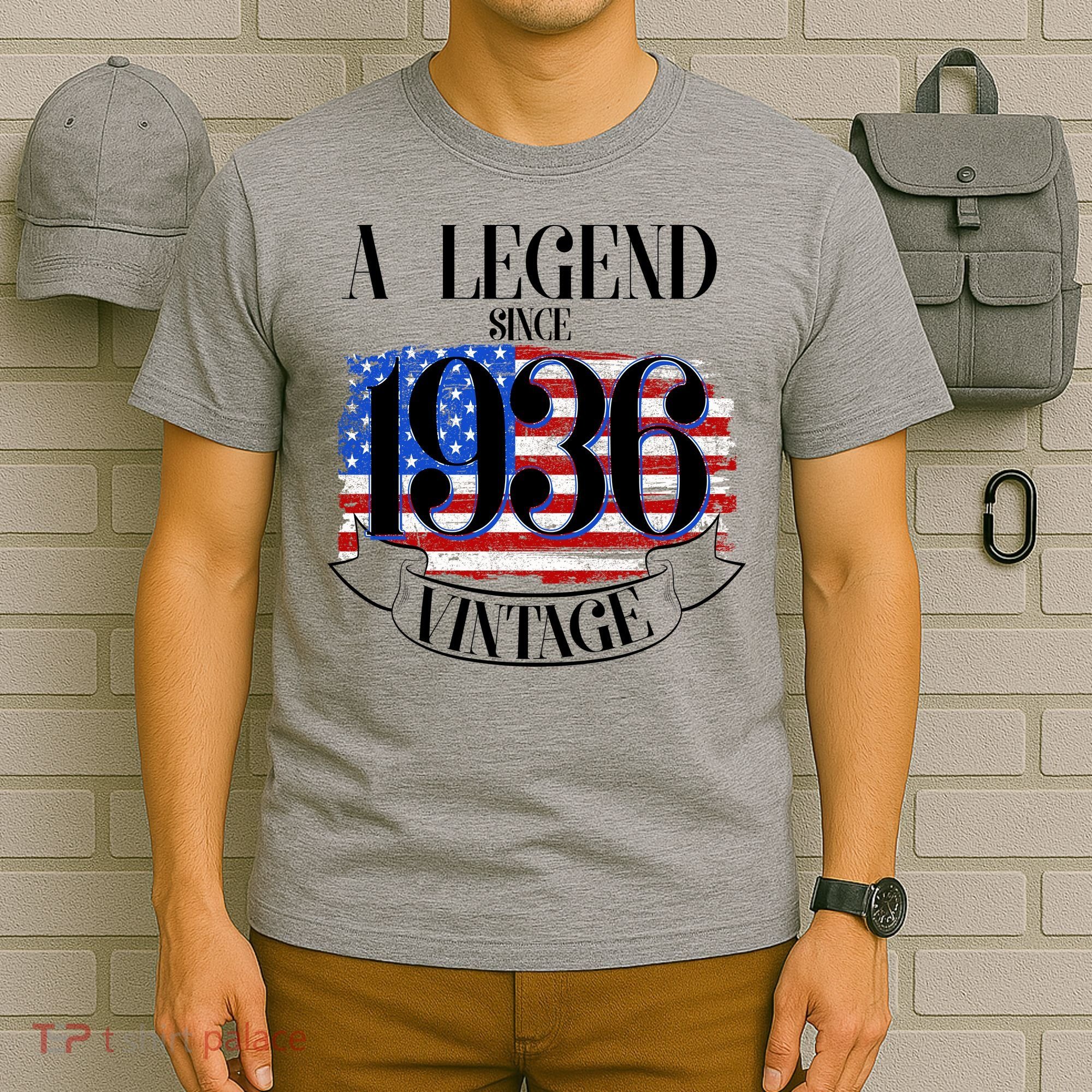 Vintage USA Flag A Legend Since 1936 90th Birthday T-Shirt