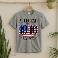 Vintage USA Flag A Legend Since 1946 80th Birthday T-Shirt thumb 2