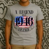 Vintage USA Flag A Legend Since 1946 80th Birthday T-Shirt thumb 3