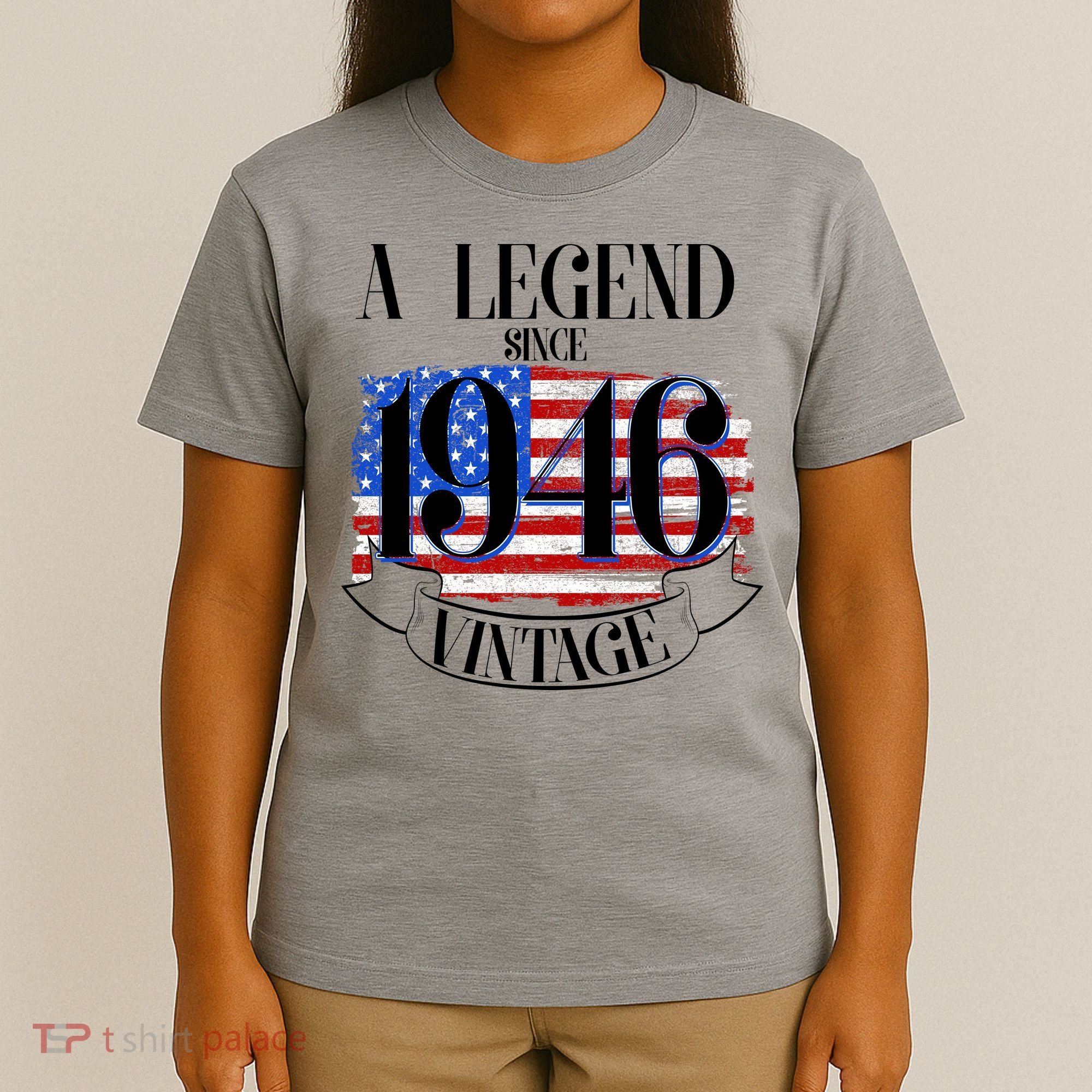 Vintage USA Flag A Legend Since 1946 80th Birthday T-Shirt