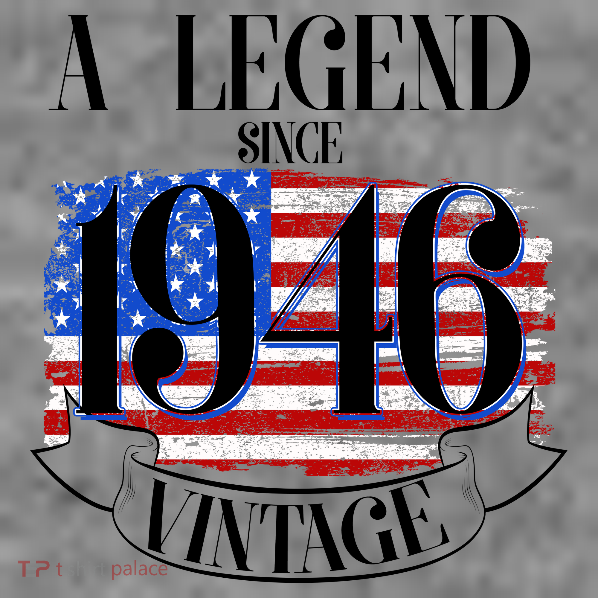 Vintage USA Flag A Legend Since 1946 80th Birthday T-Shirt