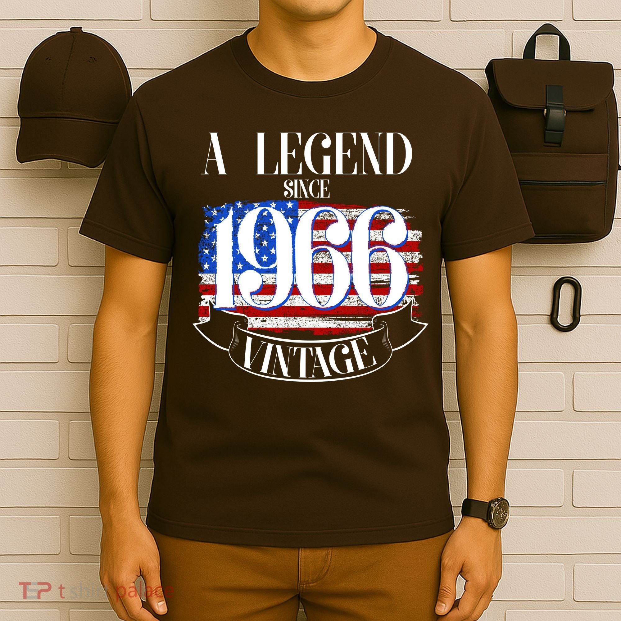 Vintage USA Flag A Legend Since 1966 60th Birthday T-Shirt