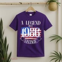 Vintage USA Flag A Legend Since 1986 40th Birthday T-Shirt thumb 2