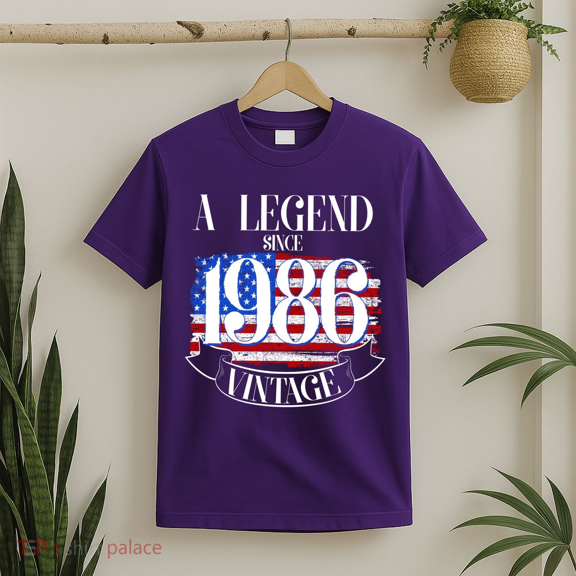 Vintage USA Flag A Legend Since 1986 40th Birthday T-Shirt