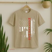 Vintage Usa Flag Proud American Mastiff Dog Dad Silhouette T-Shirt thumb 2