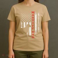 Vintage Usa Flag Proud American Mastiff Dog Dad Silhouette T-Shirt thumb 4