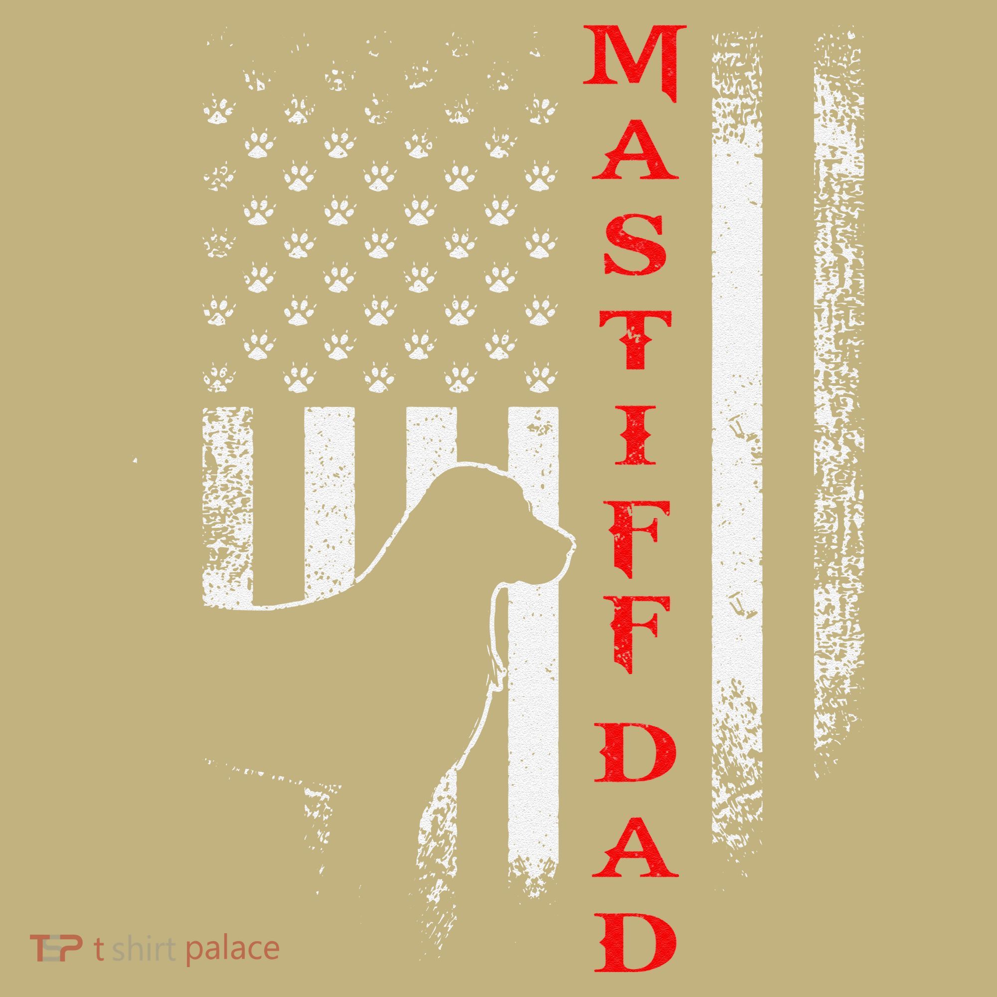 Vintage Usa Flag Proud American Mastiff Dog Dad Silhouette T-Shirt