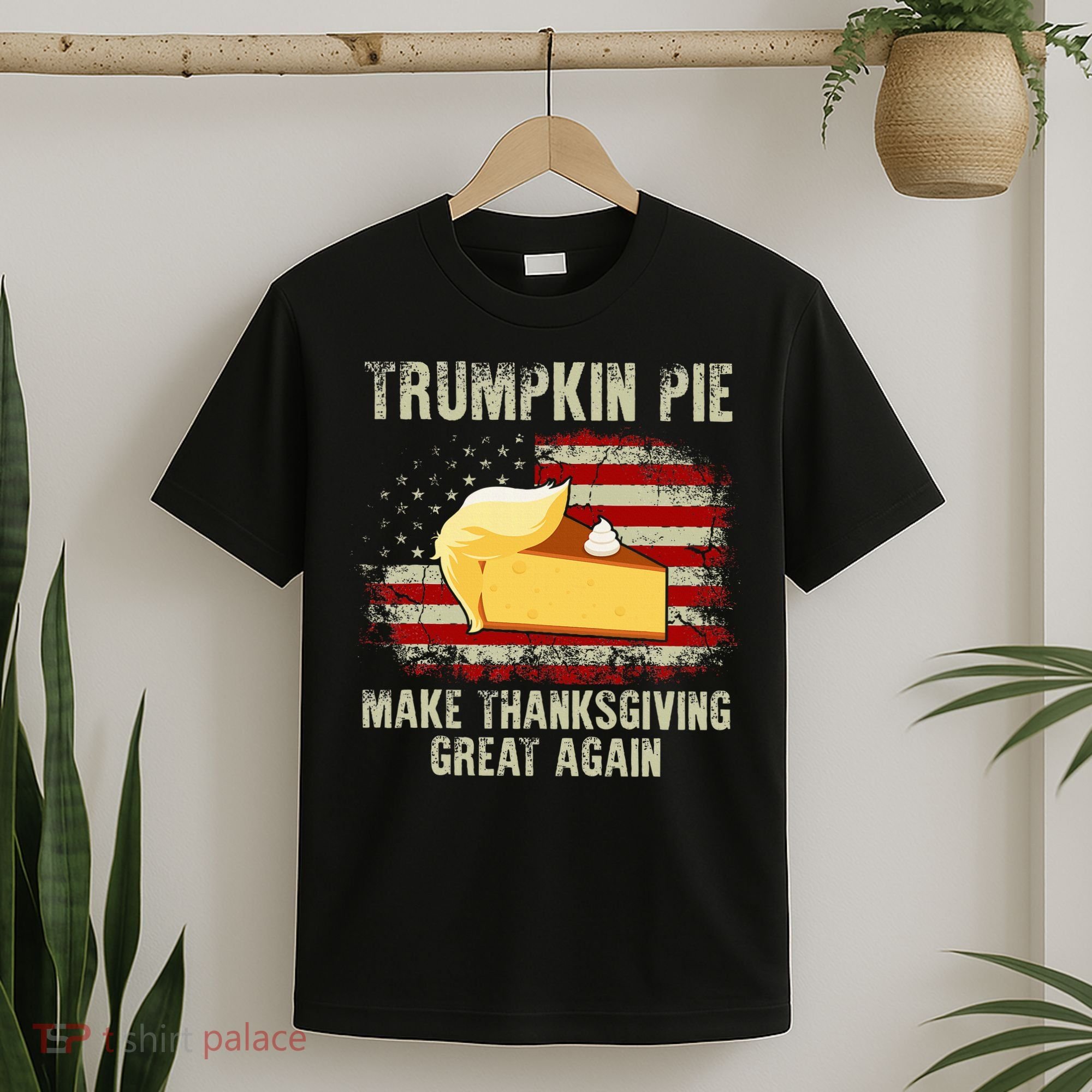 Vintage Usa Flag Trumpkin Pie Make Thanksgiving Great Again T-Shirt