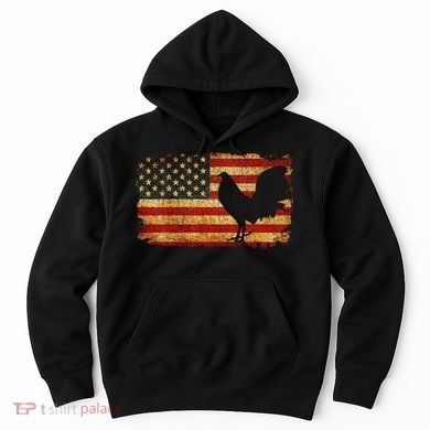 Vintage Us Flag Cock Fight Hoodie