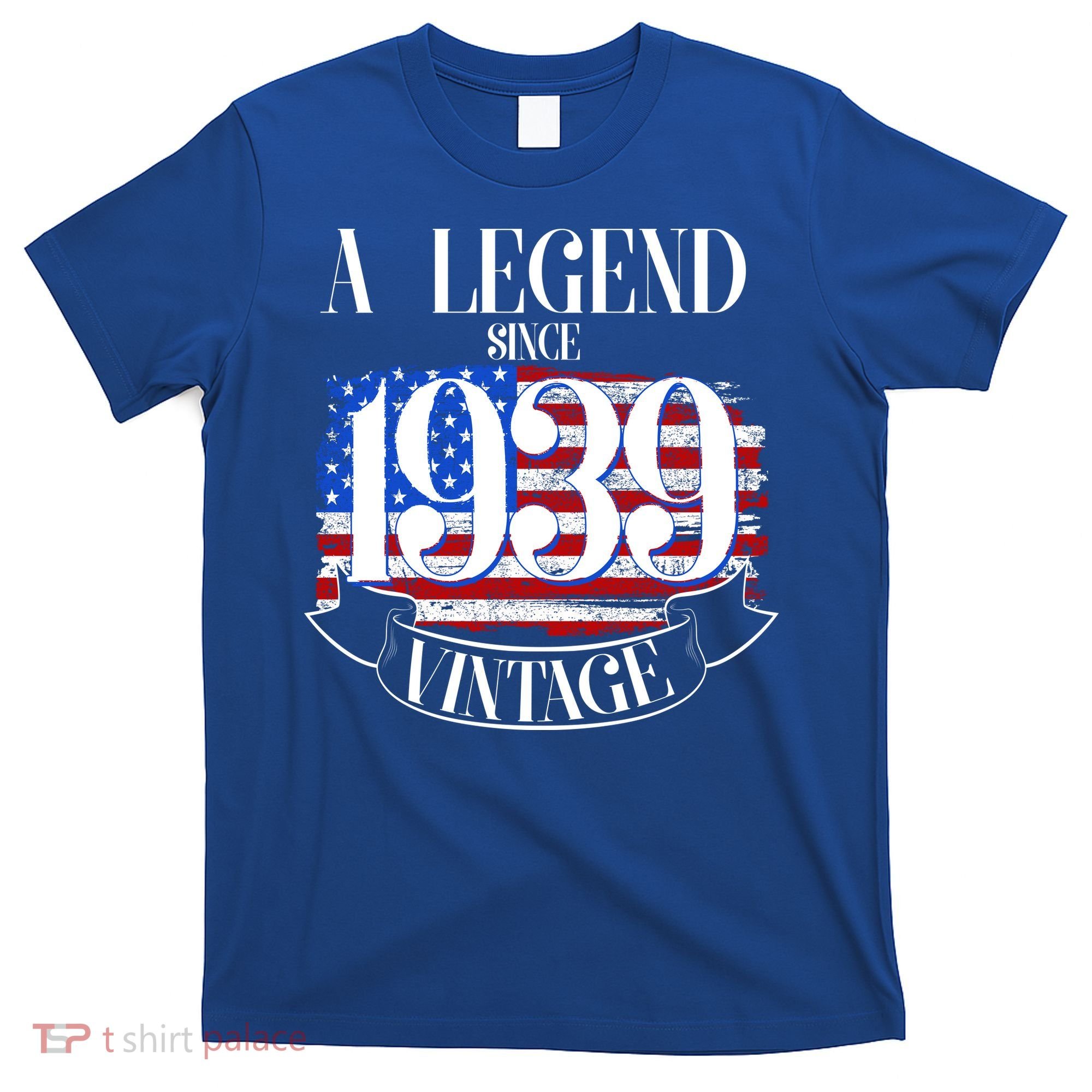 Vintage Usa Flag A Legend Since 1939 Birthday T-Shirt