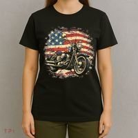 Vintage US Flag Motorcycle USA Retro Biker T-Shirt thumb 4
