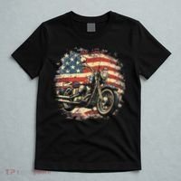 Vintage US Flag Motorcycle USA Retro Biker T-Shirt thumb 5