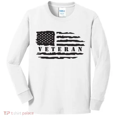 Veteran Us Flag Kids Long Sleeve Shirt