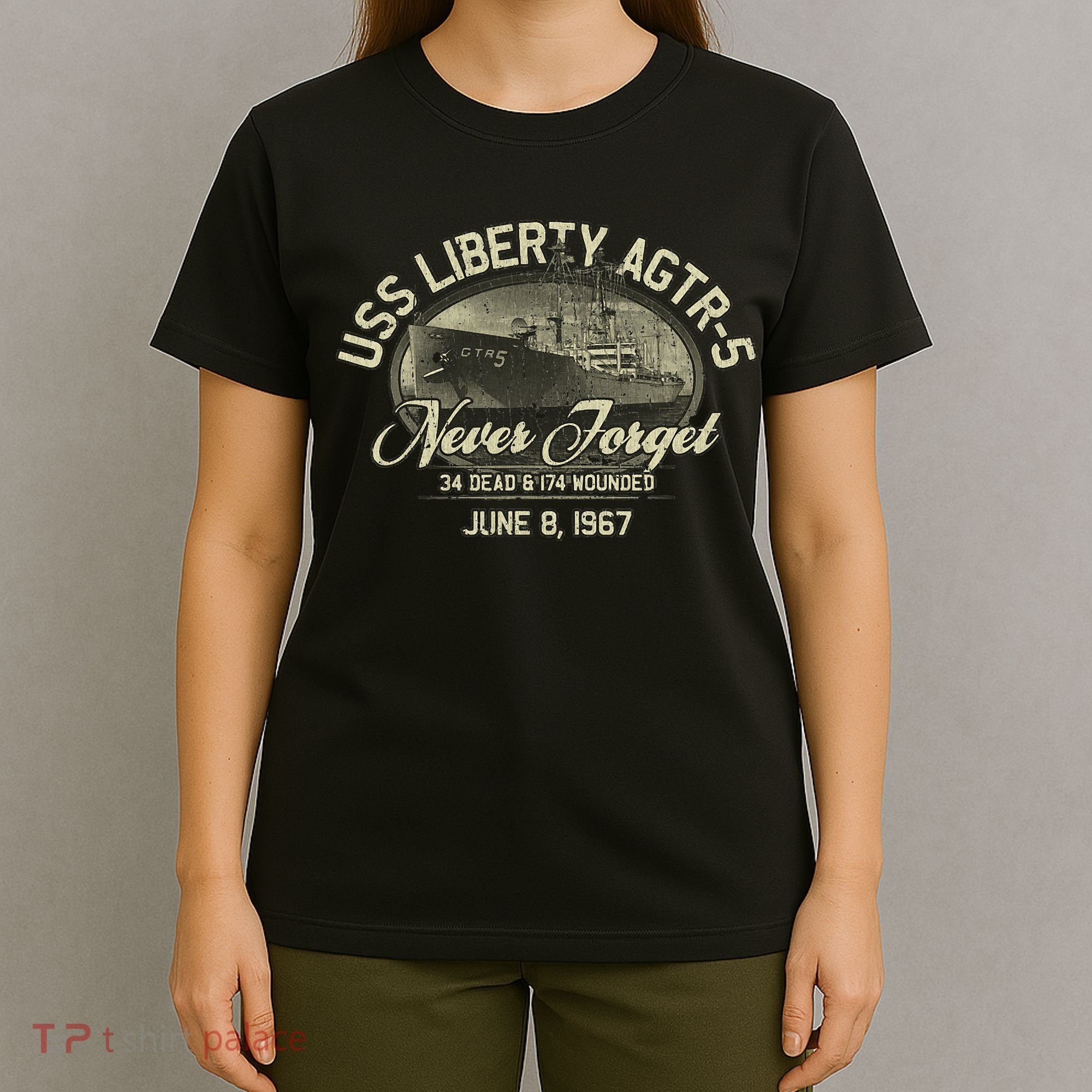 Vintage Uss Liberty Agtr5 1967 Military Gift Ship T-Shirt