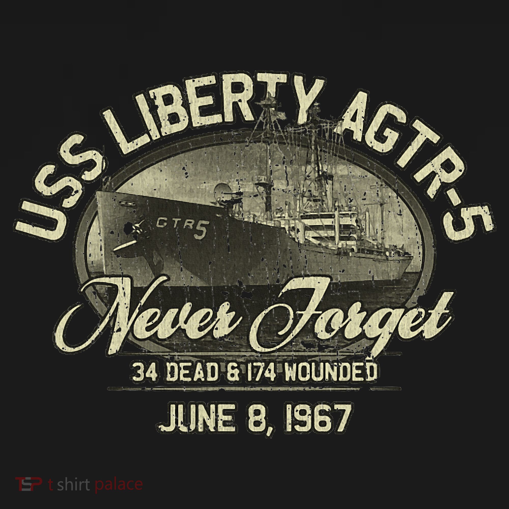 Vintage Uss Liberty Agtr5 1967 Military Gift Ship T-Shirt