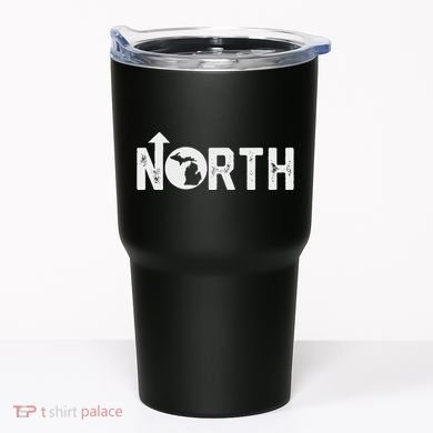 Vintage Up North Michigan Distressed Text State Map Tumbler