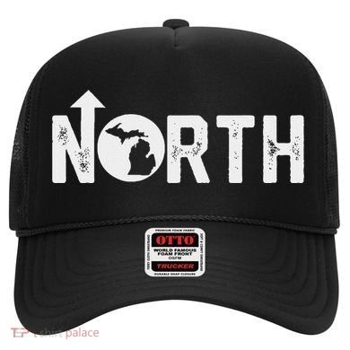 Vintage Up North Michigan Distressed Text State Map Hat