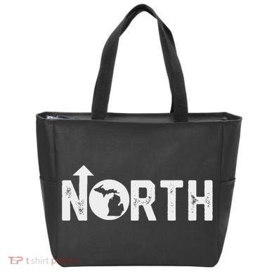 Vintage Up North Michigan Distressed Text State Map Tote Bag