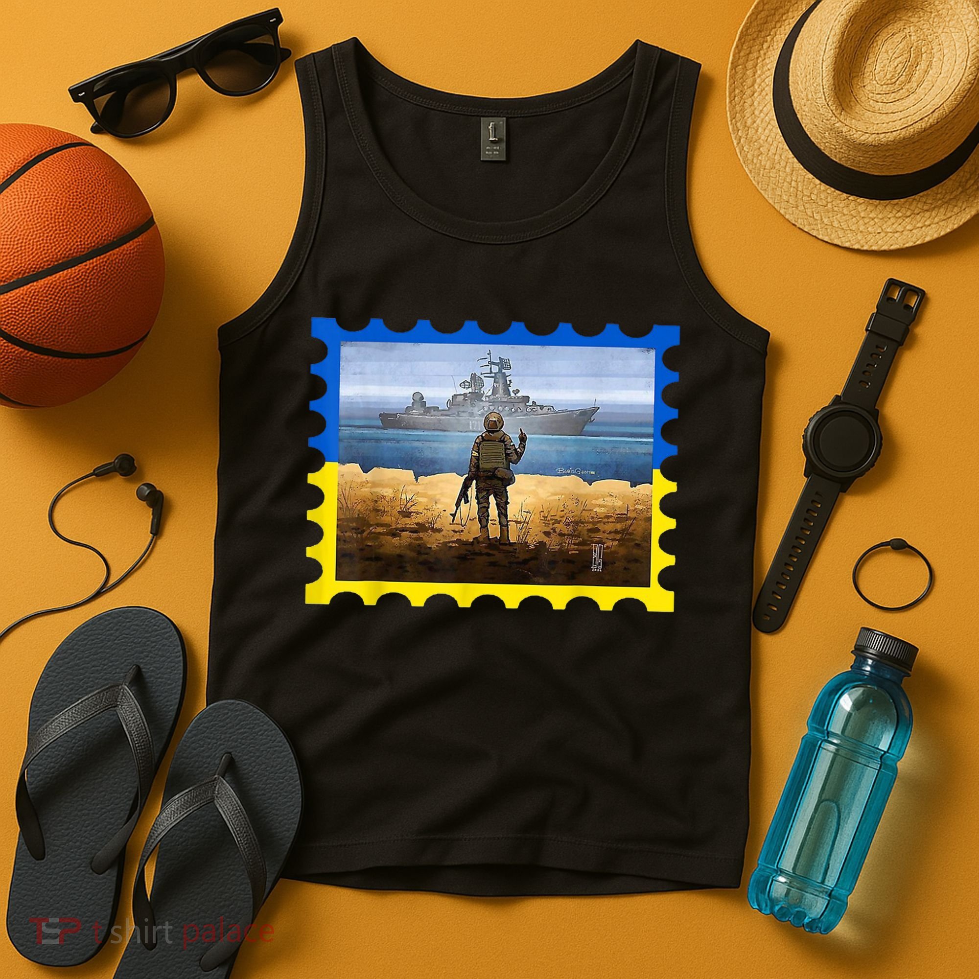Vintage Ukraine Postal Card War Tank Top