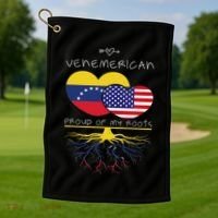 Venezuela Usa Proud Of Both Countries Venemerican Golf Towel thumb 1