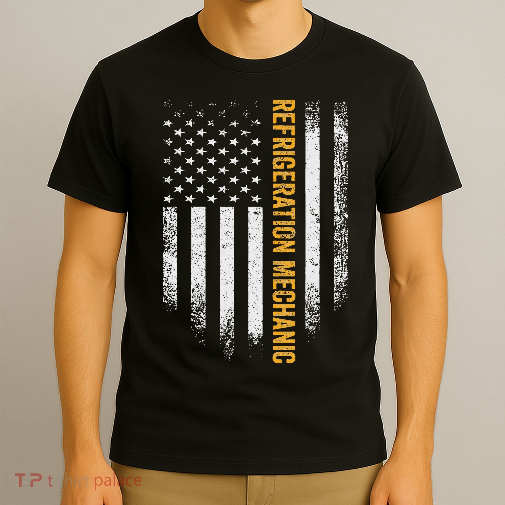 Vintage Usa Refrigeration Mechanic Distressed American Flag T-Shirt