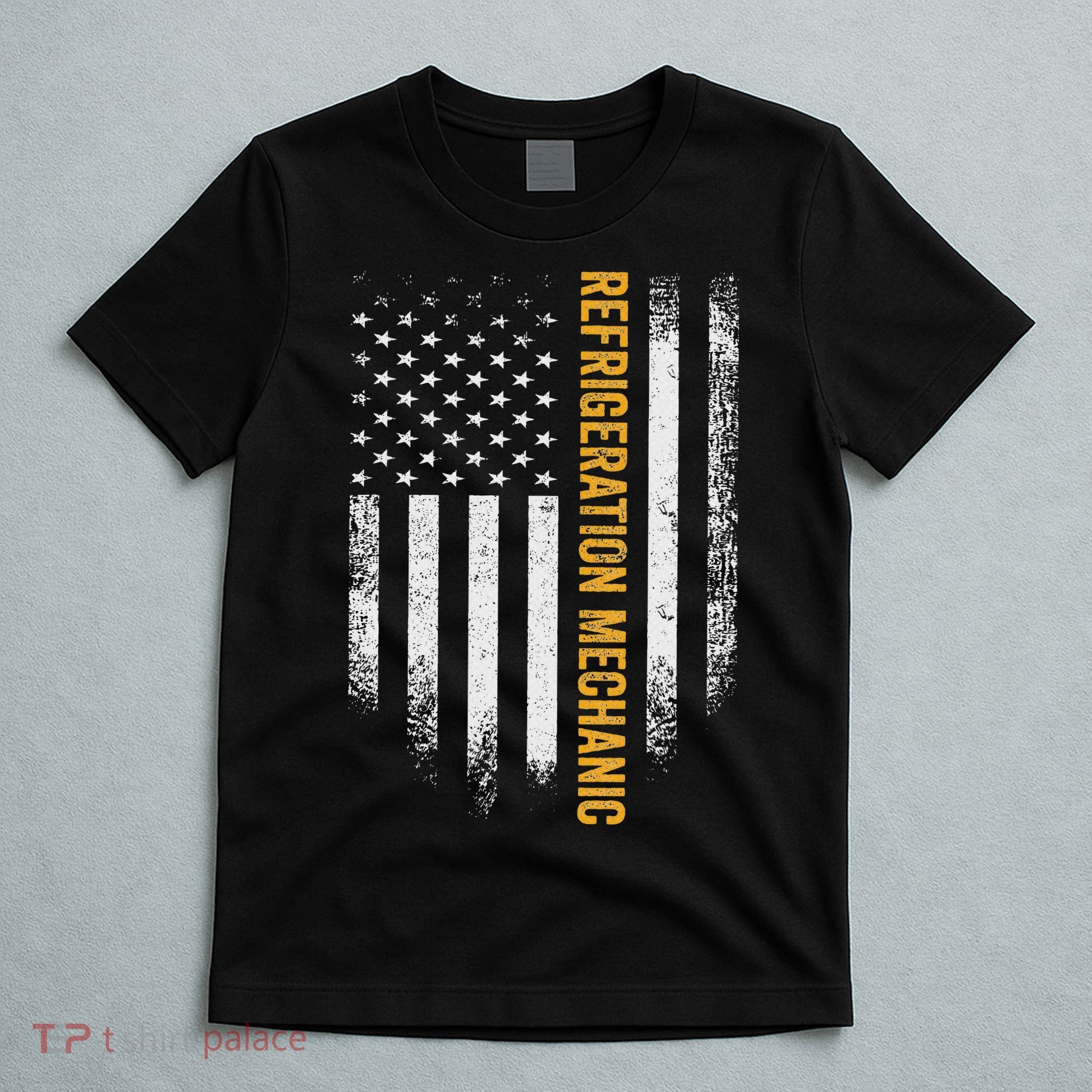 Vintage Usa Refrigeration Mechanic Distressed American Flag T-Shirt