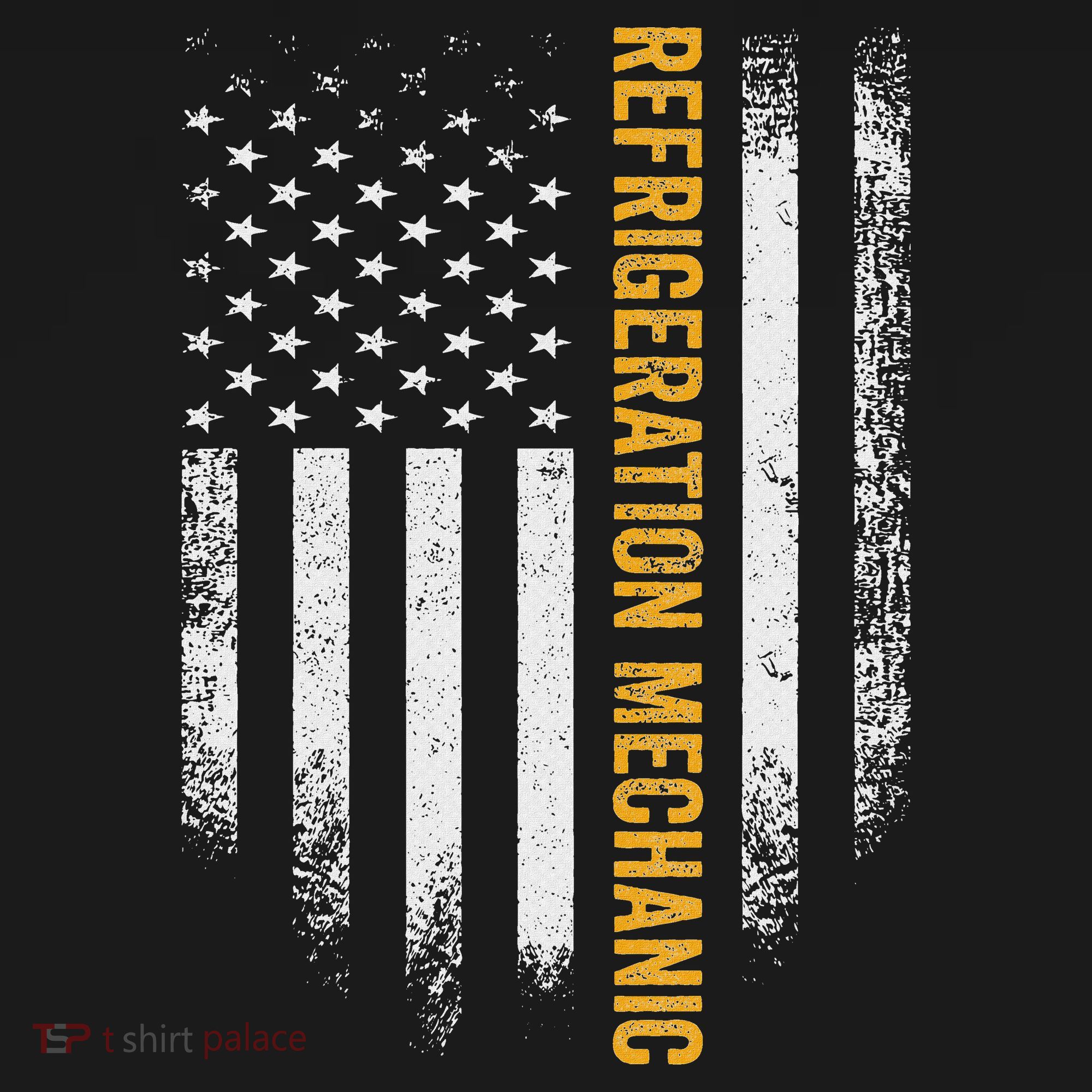 Vintage Usa Refrigeration Mechanic Distressed American Flag T-Shirt