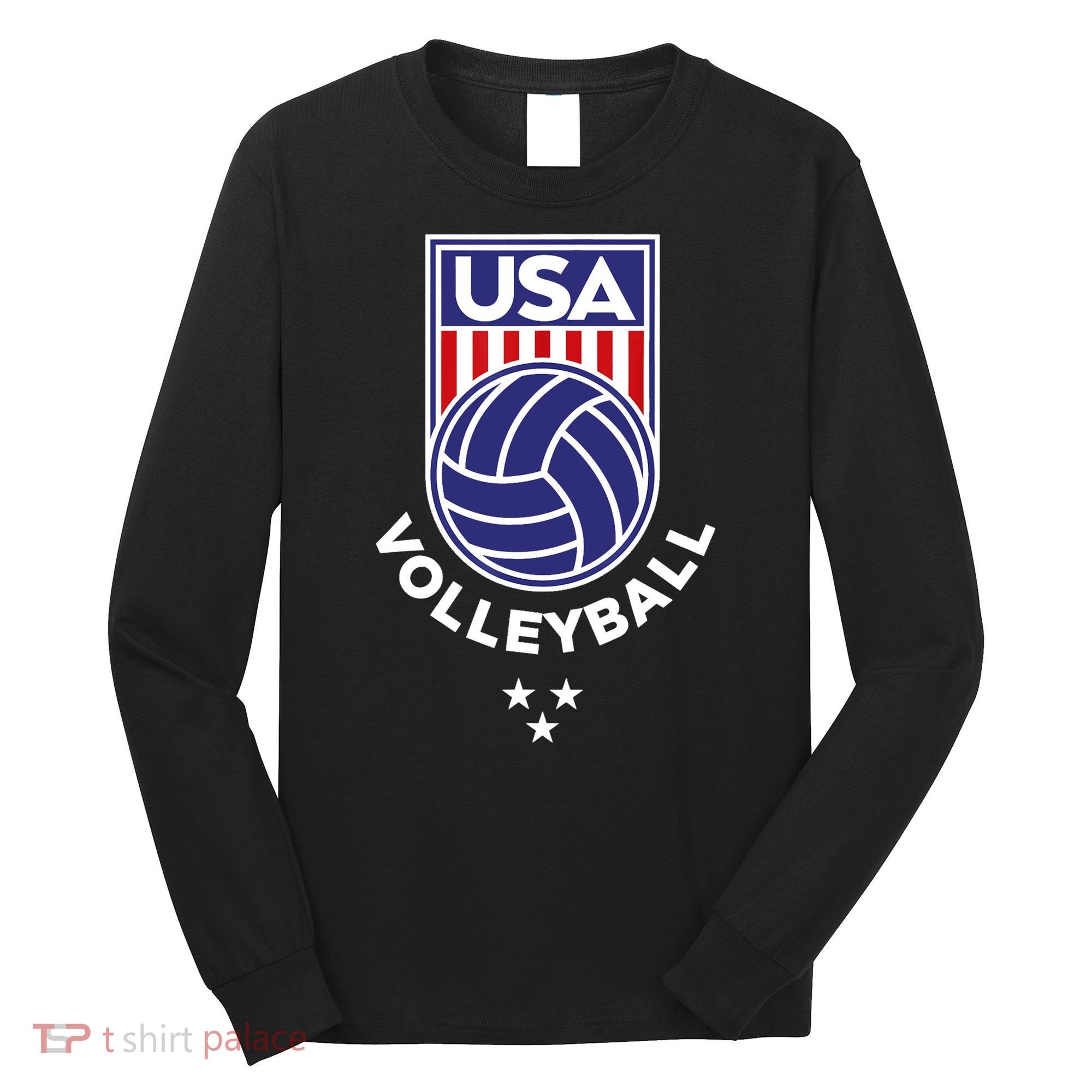 Volleyball USA Support The Team Shirt USA Flag Beach TShirt Long Sleeve Shirt