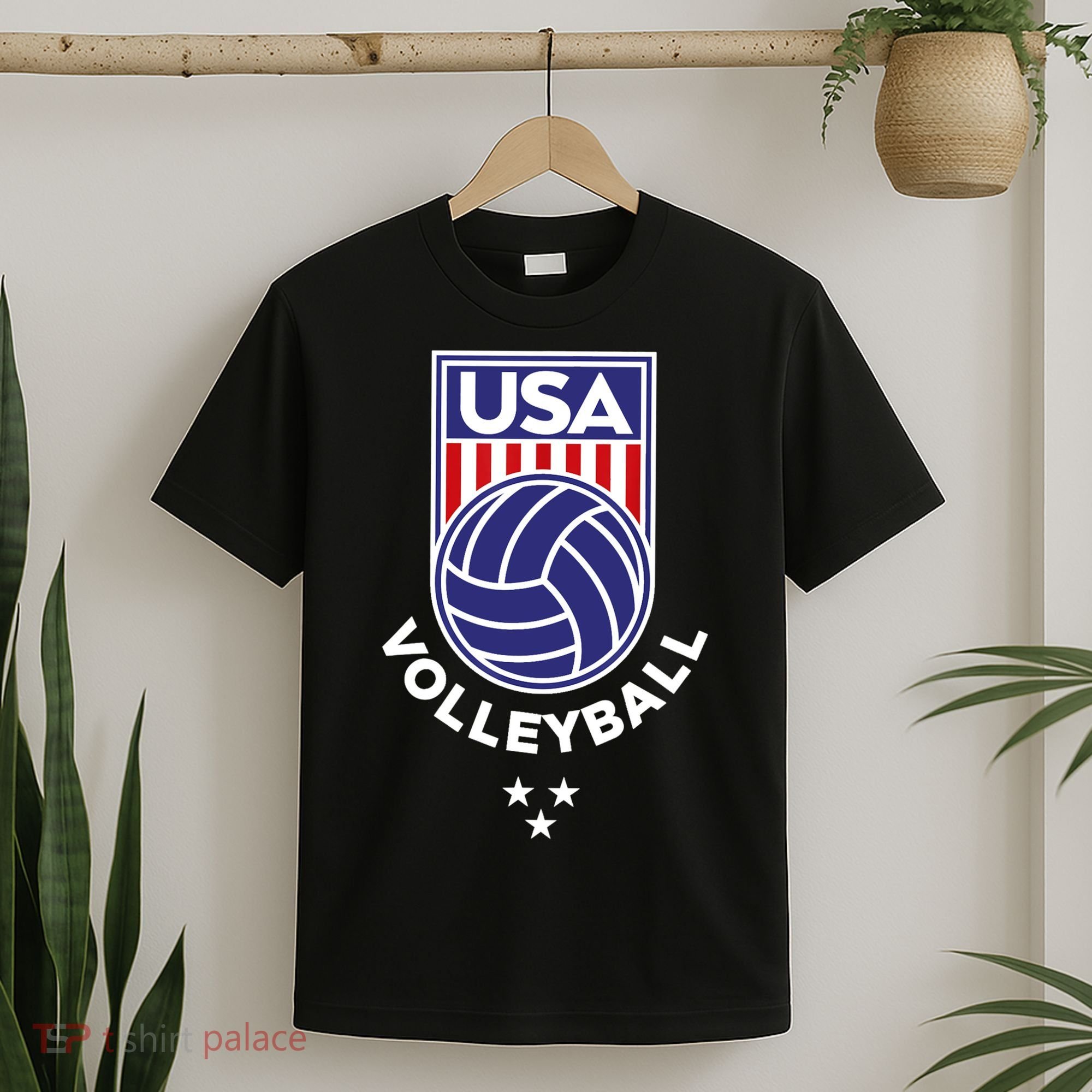 Volleyball USA Support The Team Shirt USA Flag Beach TShirt T-Shirt