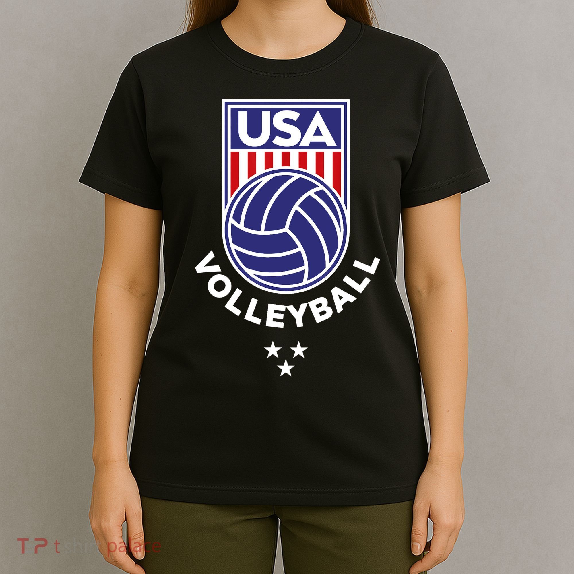 Volleyball USA Support The Team Shirt USA Flag Beach TShirt T-Shirt