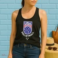 Volleyball USA Support The Team Shirt USA Flag Beach TShirt Women's Tank Top thumb 2