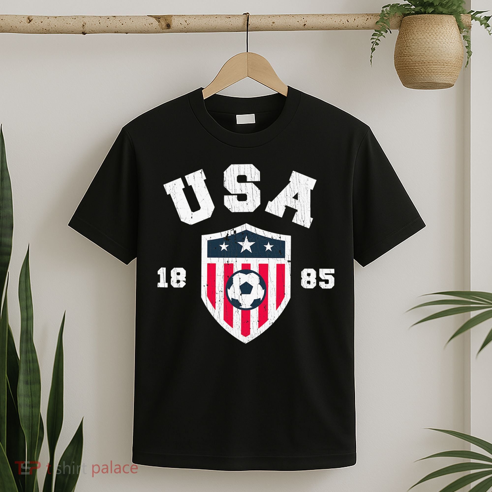 Vintage USA Soccer 1885 American Flag Football T-Shirt