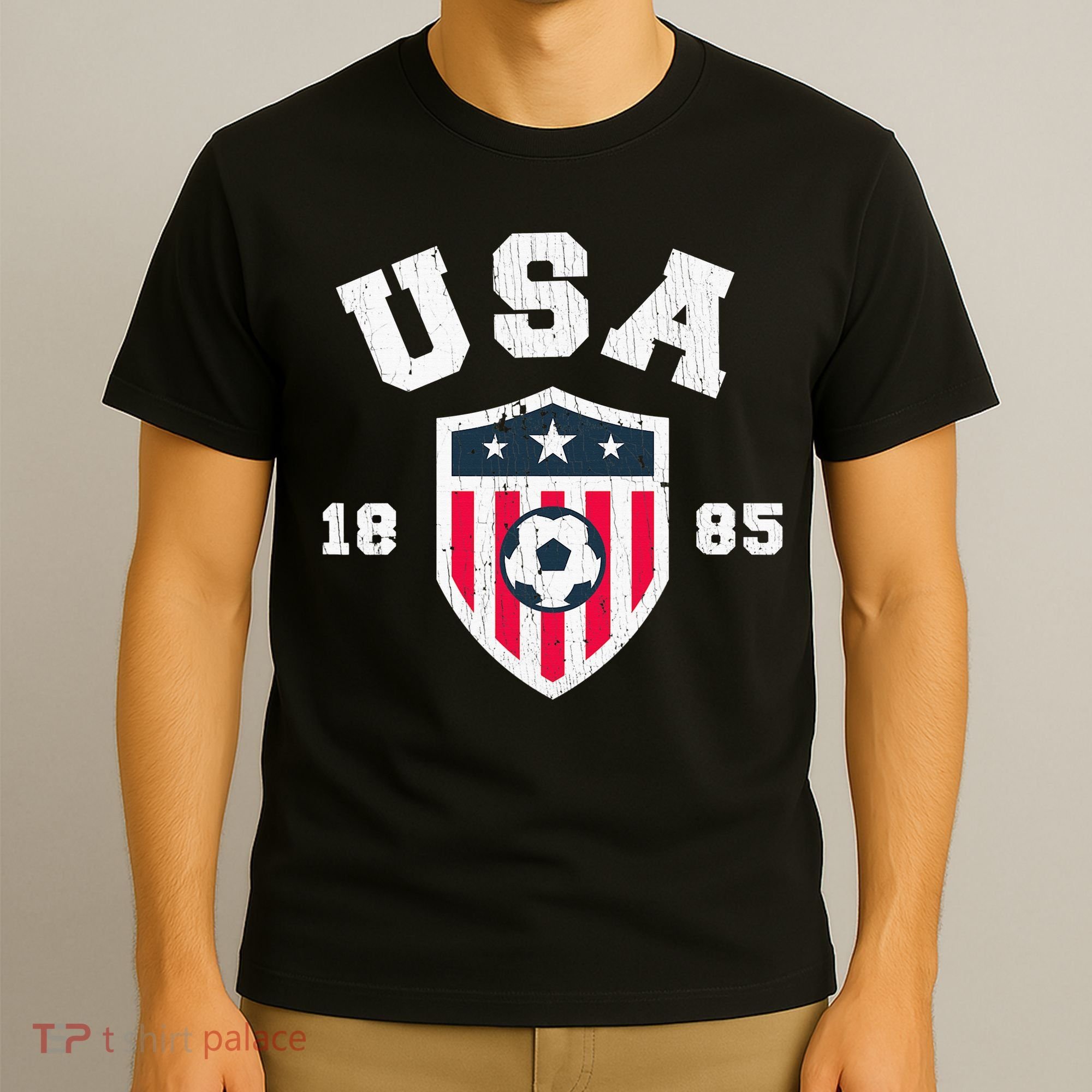 Vintage USA Soccer 1885 American Flag Football T-Shirt