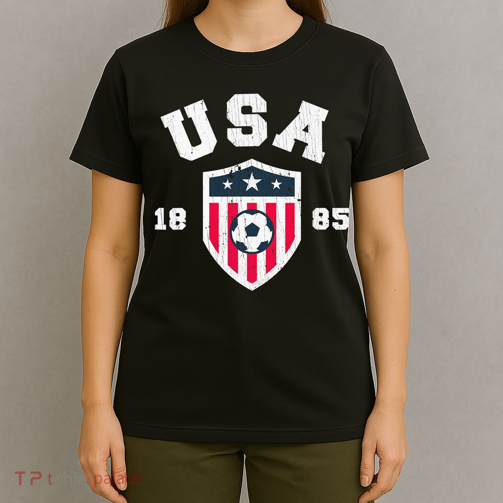 Vintage USA Soccer 1885 American Flag Football T-Shirt