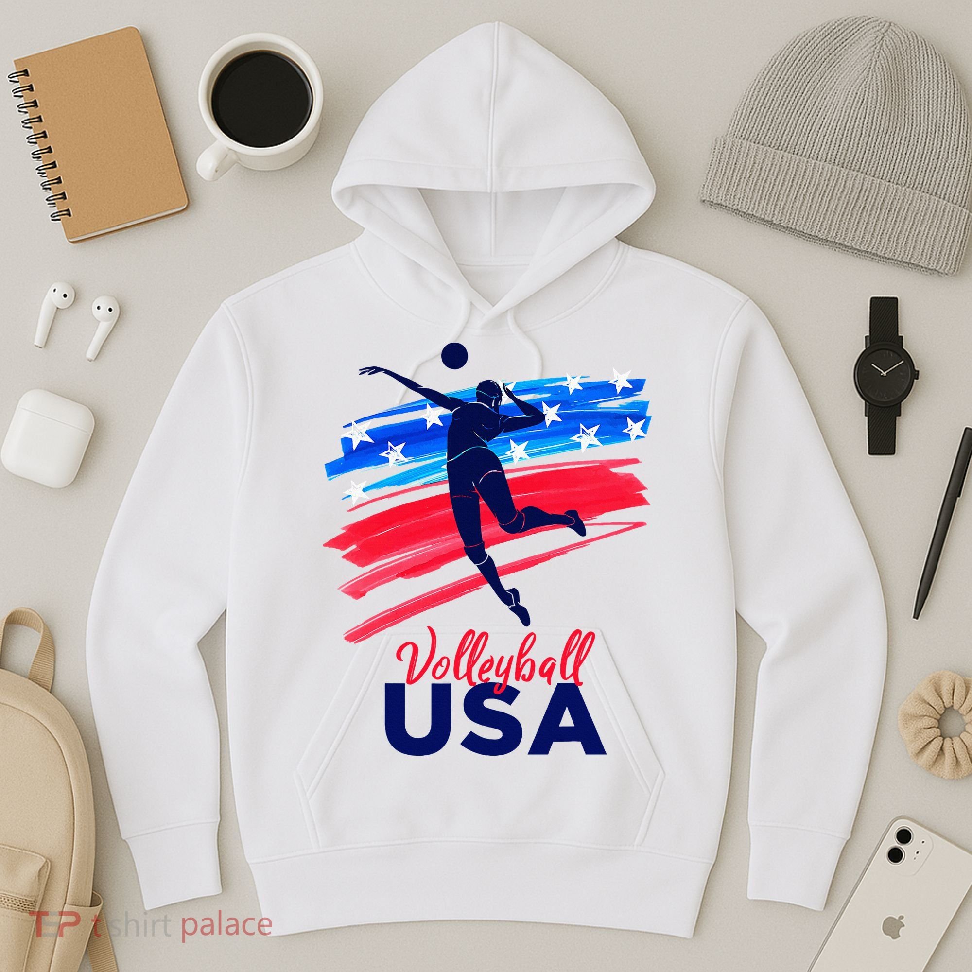 Volleyball Usa Support Hoodie