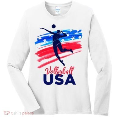 Volleyball Usa Support Women's Long Sleeve Shirt