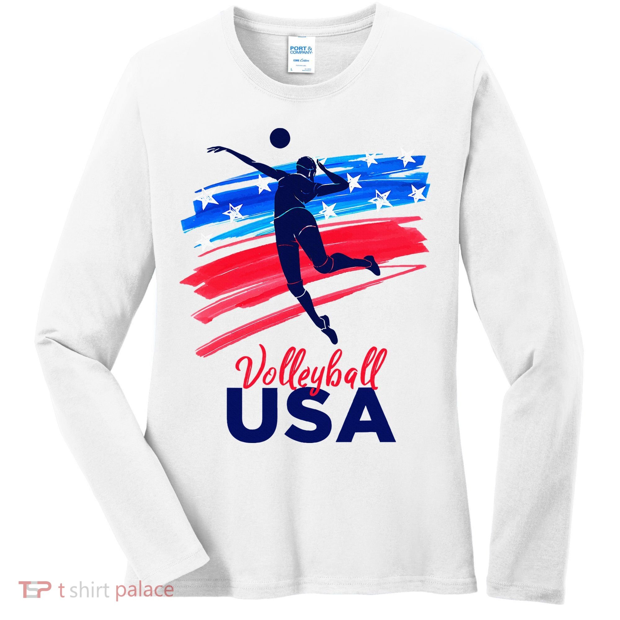 Volleyball Usa Support Women's Long Sleeve Shirt
