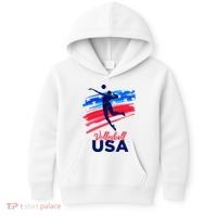 Volleyball Usa Support Kids Hoodie thumb 0