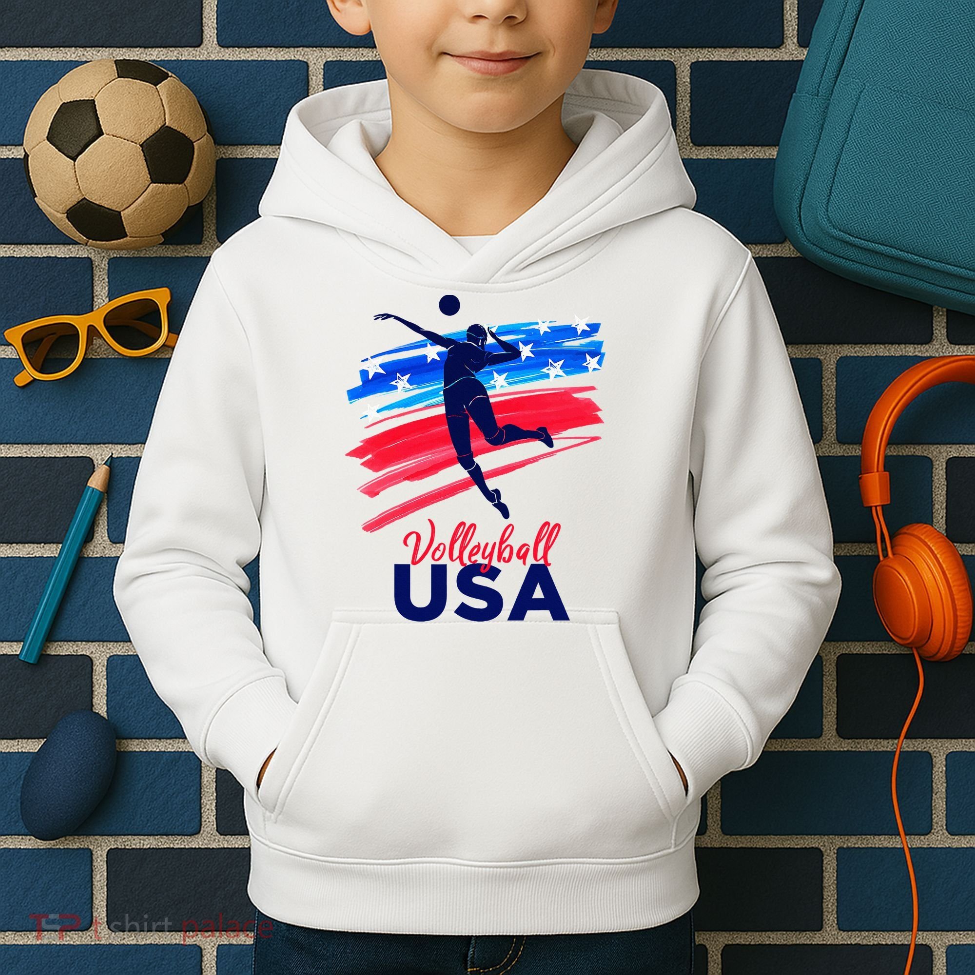 Volleyball Usa Support Kids Hoodie