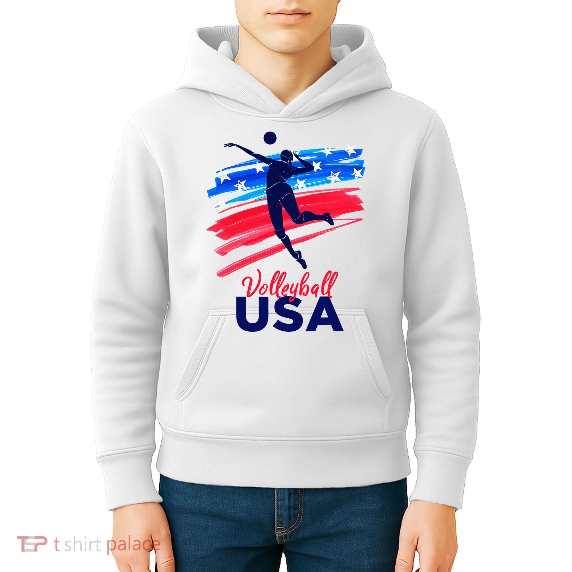 Volleyball Usa Support Kids Hoodie