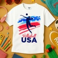 Volleyball Usa Support Kids T-Shirt thumb 3