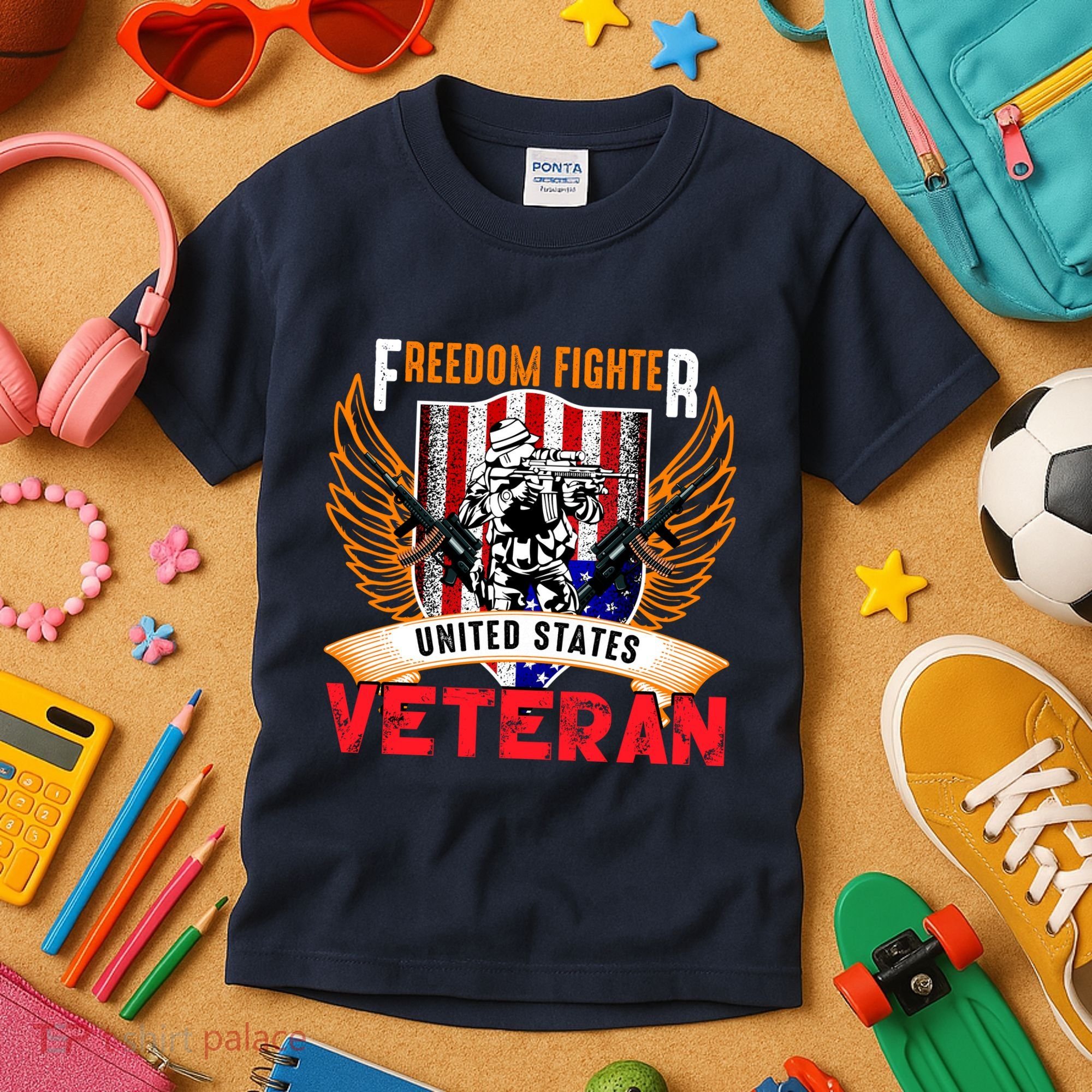 Veteran United States Freedom Fighter Kids T-Shirt
