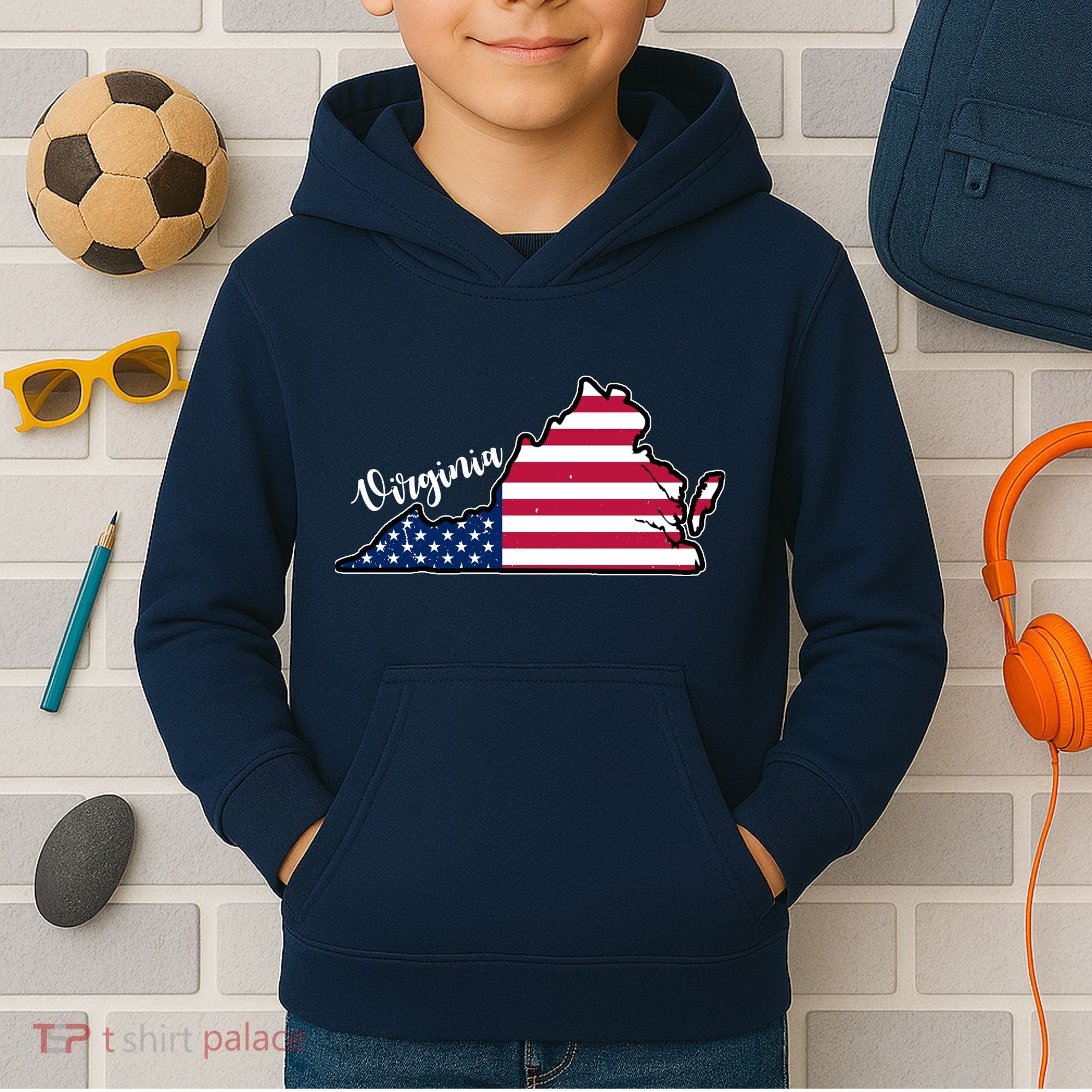 Virginia United States Map Kids Hoodie