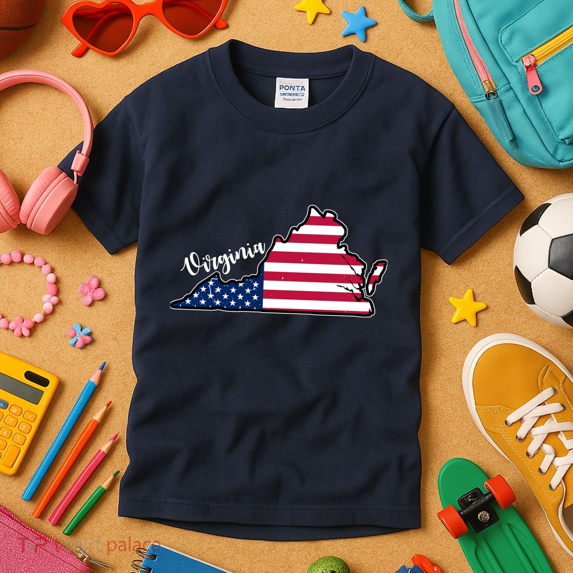 Virginia United States Map Kids T-Shirt