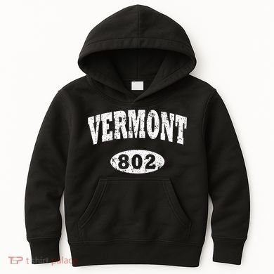 Vermont . Vintage Area Code 802 Kids Hoodie