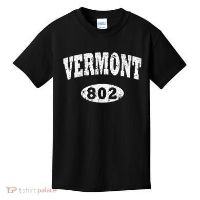 Vermont . Vintage Area Code 802 Kids T-Shirt