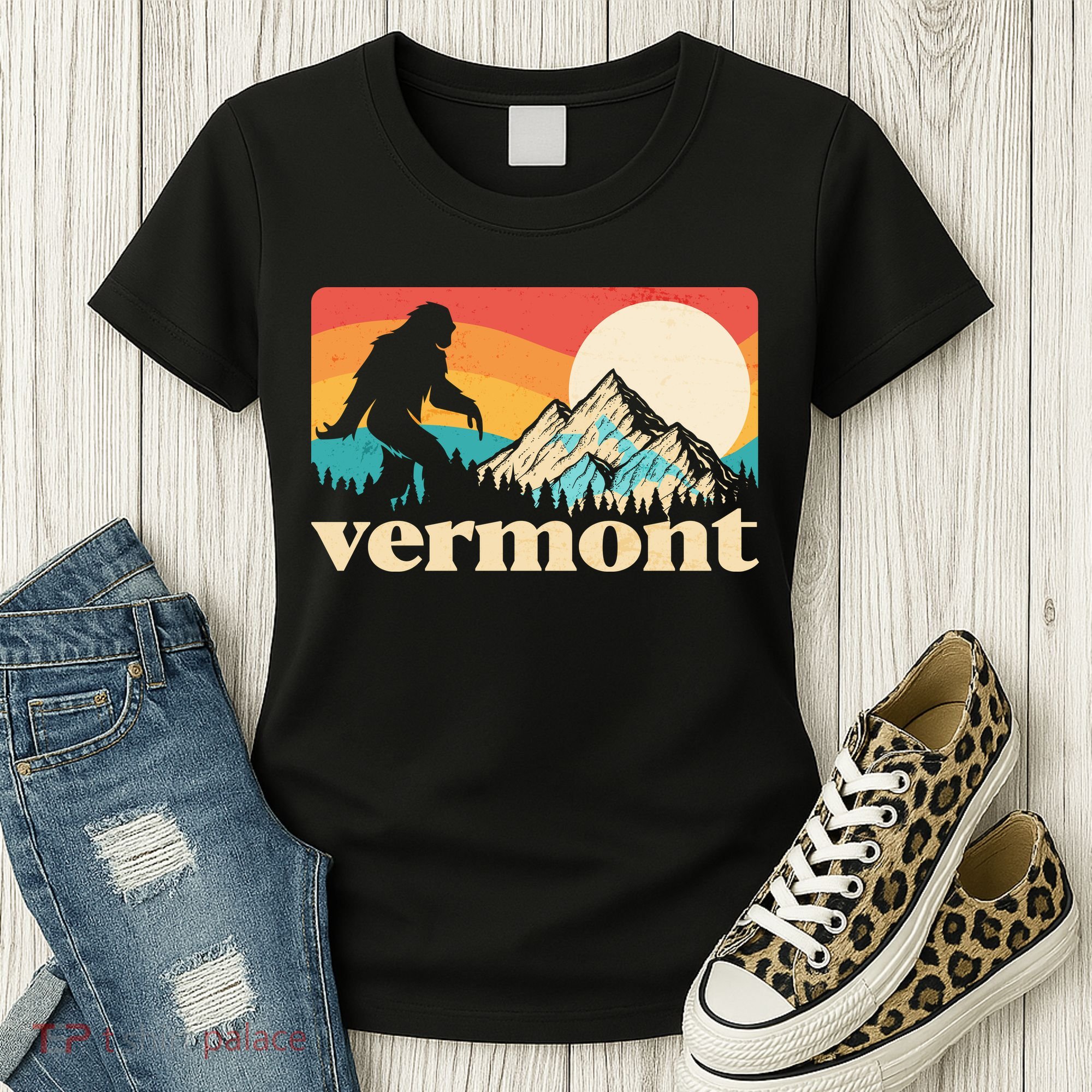 Vintage Vermont Bigfoot Sasquatch Wilderness Women's T-Shirt