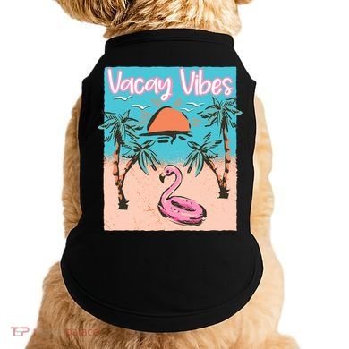 Vacay Vibes Beach Flamingo Summer Vacation Gift Doggie Tank